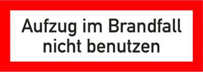 moedel Hinweiszeichen „Aufzug im Brandfall nicht benutzen“, nach VDI 6017, Folie selbstklebend, B 148 x H 52 mm