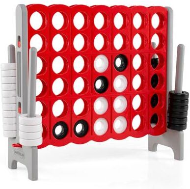Costway Jumbo 4-to-Score Game Set for Kids and Adults 3.5FT Tall by 4FT Wide Oversized Family Fun Game-Gray