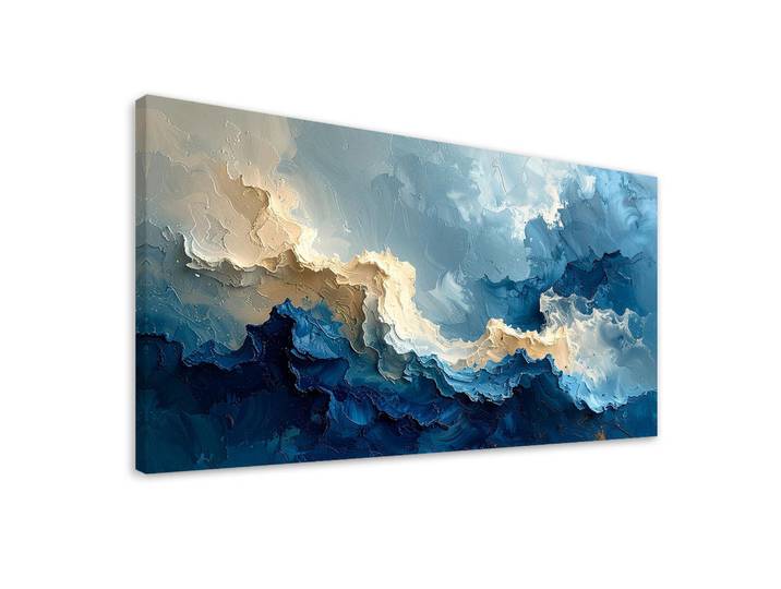 Feeby Leinwandbild Abstraktion 120x60cm, Blau, Rechteckig, 120x60 cm, Bilder & Rahmen, Bilder, Leinwandbilder