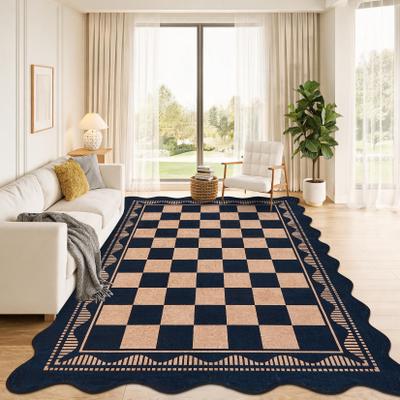 Garvee Scalloped Modern Checkered Area Rug