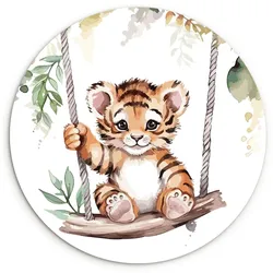 WANDBILD Tiger - Tier - Kinder - Dschungel Room Decor 140x140 cm