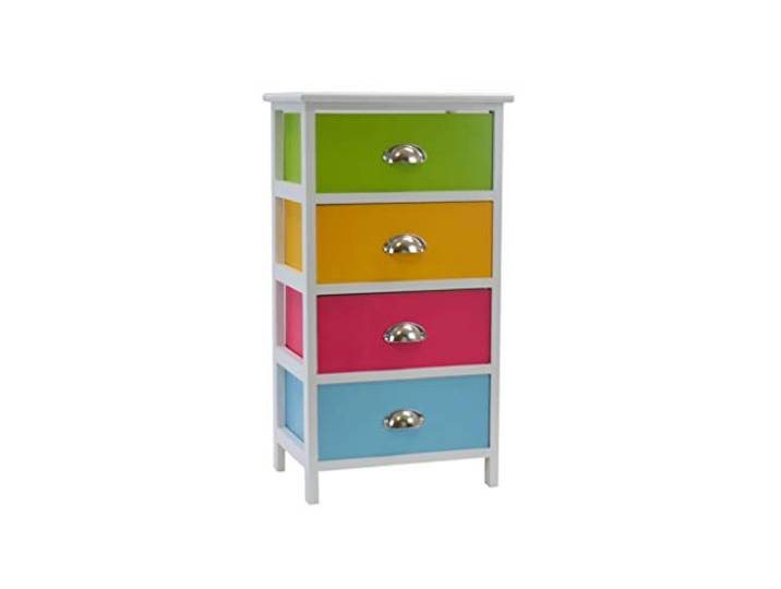 TheLoftDoor Beistelltisch mit 4 Schubladen und Metallgestell.