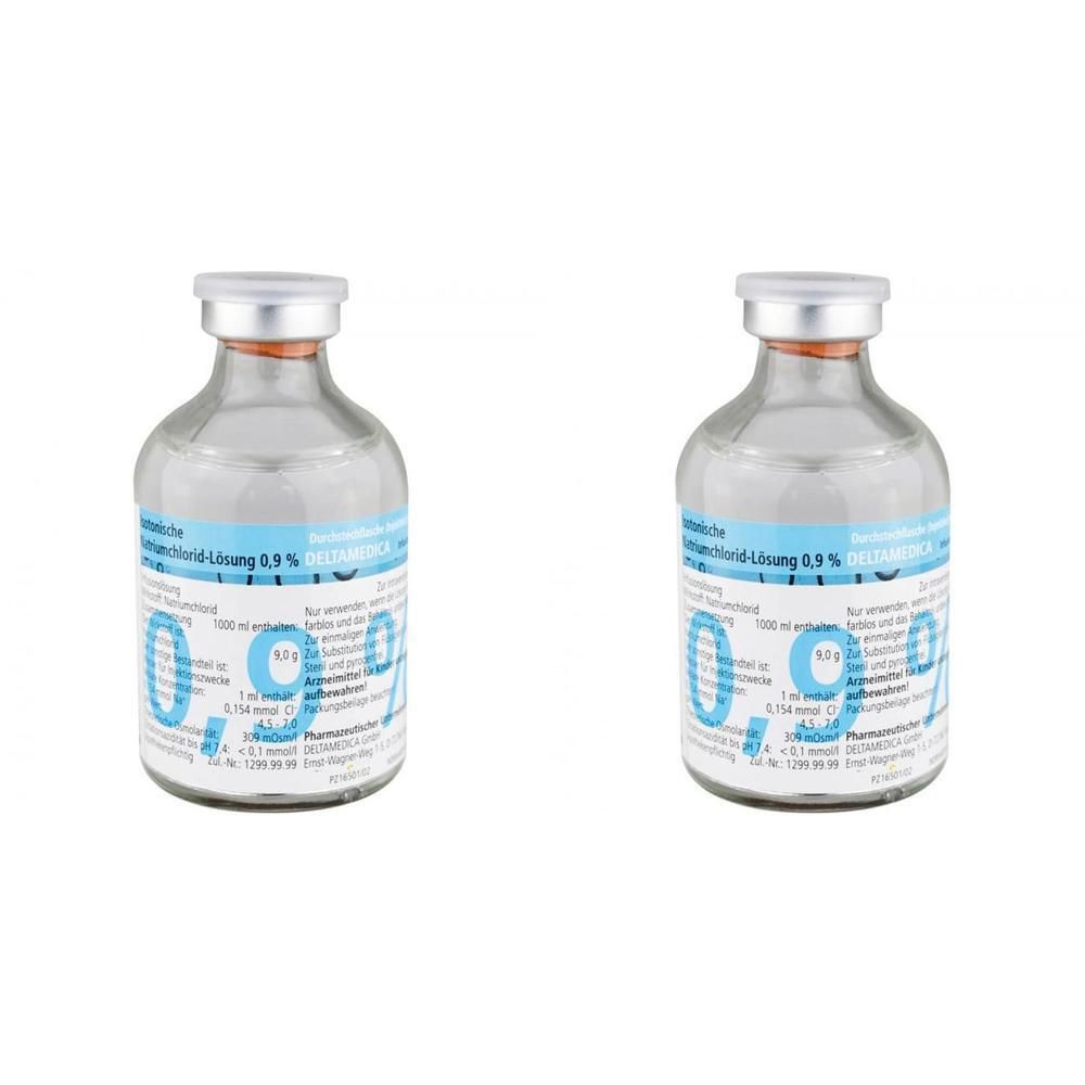 Isotonische NaCl 0,9% DELTAM.Injektion Glasfl. 2x 2x20x100 ml Infusionslösung