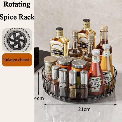 Inspired Finds 360 Rotating Lazy Susan Organizer Tray For Spices, Cosmetics, Fruit & Cabinet Storage 8.27in Grey