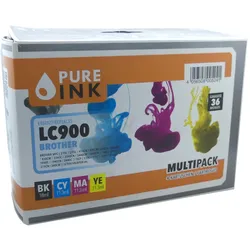 Pure Ink für Brother LC900 Druckerpatrone – black-tri-color – Alternativprodukt – (Multipack)
