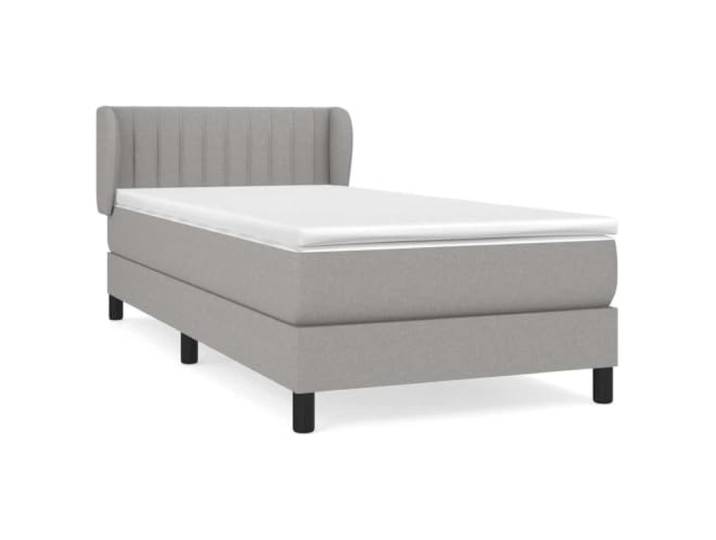 PUGYNBK Boxspringbett mit Matratze aus hellgrauem Stoff, 80 x 200 cm Verstellbares Kopfteil, Taschenfedern, mittlere Festigkeit, weicher Schutz, Handbuch im Lieferumfang enthalten