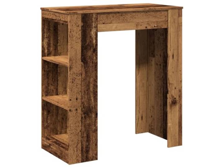 Todiikf Bartisch mit 3 Regalfächern Altholz-Optik 95x47x103,5 cm Kompakter Stehtisch für Küche und Wohnzimmer mit 3 seitlichen Ablagen für Flaschen und Geschirr.