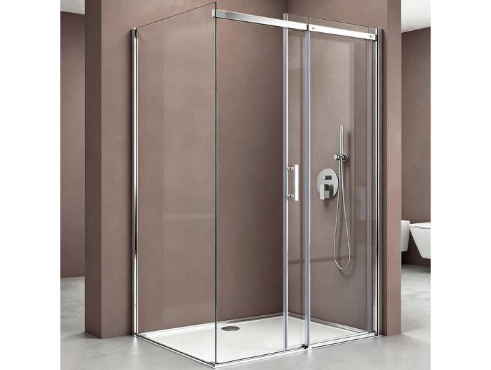 doporro Cabine de Douche Transparent 80x120cm Porte Coulissante Paroi de Douche Rectangulaire en Angle Hauteur 195cm Montage Réversible Ravenna18K