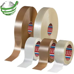 tesa 60418 50mmx1500m transparent, PET-Packband mit synthetischer Kautschukklebmasse, Gesamt-Recyclinganteil von 60 %