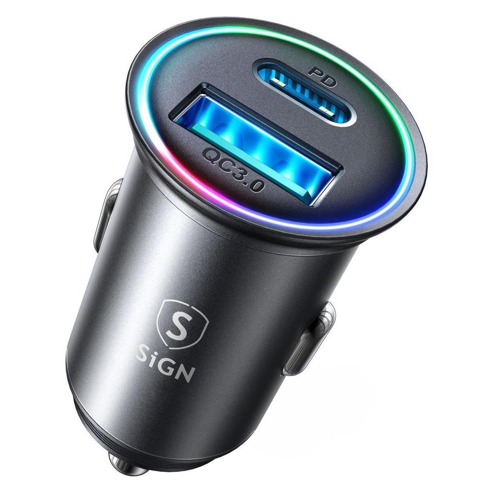 SIGN Mini Metal Car Charger 60W, with USB-C & USB-A (SN-CCN04)