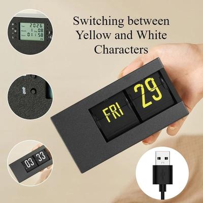 Uplift Picks Minimalist Silent Flip Calendar Desk Clock With Automatic Date Display black