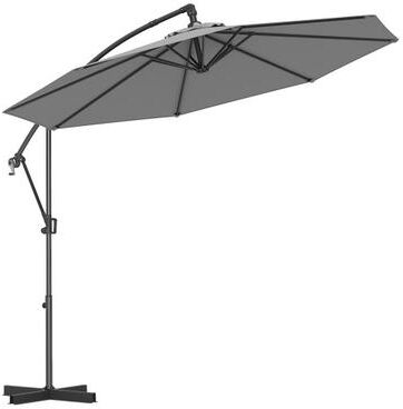 Costway 10 Feet Offset Hanging Umbrella with Base and Infinite Tilt-Gray
