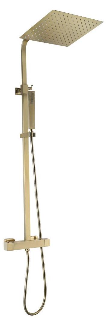 Square II, rechteckige Thermostat-Duscharmatur, gebürstetes Gold, Marke Essebagno