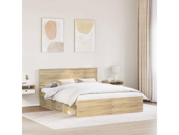 SKTQYQO Bettgestell Sonoma, 160 x 200 cm, Kiefer massiv Modernes Design, klare Linien, stabile Basis, Doppelzimmer