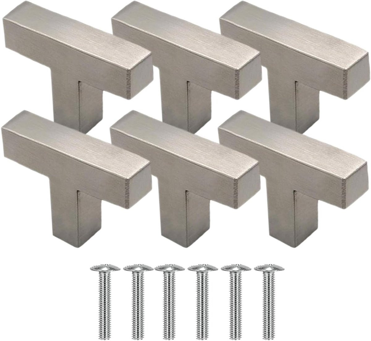 Kastgrepen RVS Ladeknop T-bar Vierkant Geborsteld Design Zilver 50 mm