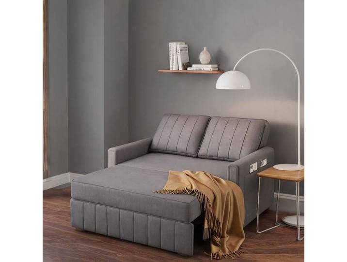 Canapé convertible compact pour petits espaces gray-toned revêtement coton-lin dossier réglable