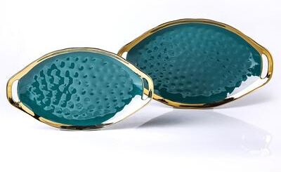 Stone Lain Florian Porcelain 2-Piece Oval Plate with Handle Service Set
