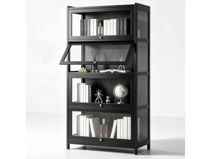 Vitrine Schwarz Metall Glas,Glasvitrine Stehend Vitrinenschrank,Black Wohnzimmerschrank Modern Display Cabinet With Glass Doors Küche Möbel Esszimmer Glasvitrine Stehend Vitrinenschrank,black