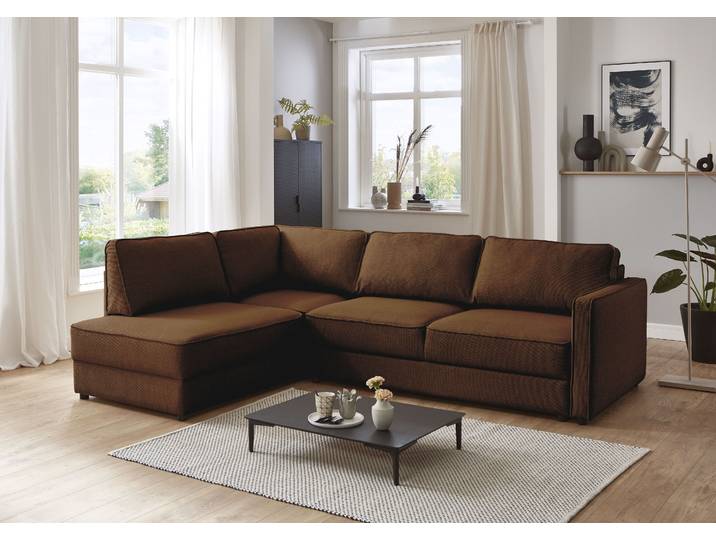 Schlafsofa GOODPRODUCT Chill , braun (karamellbraun), B:250cm H:86cm T:200cm, 100% Polyester, Sofas, Schlafsofa, Ecksofa mit Schlaffunktion und Bettkasten
