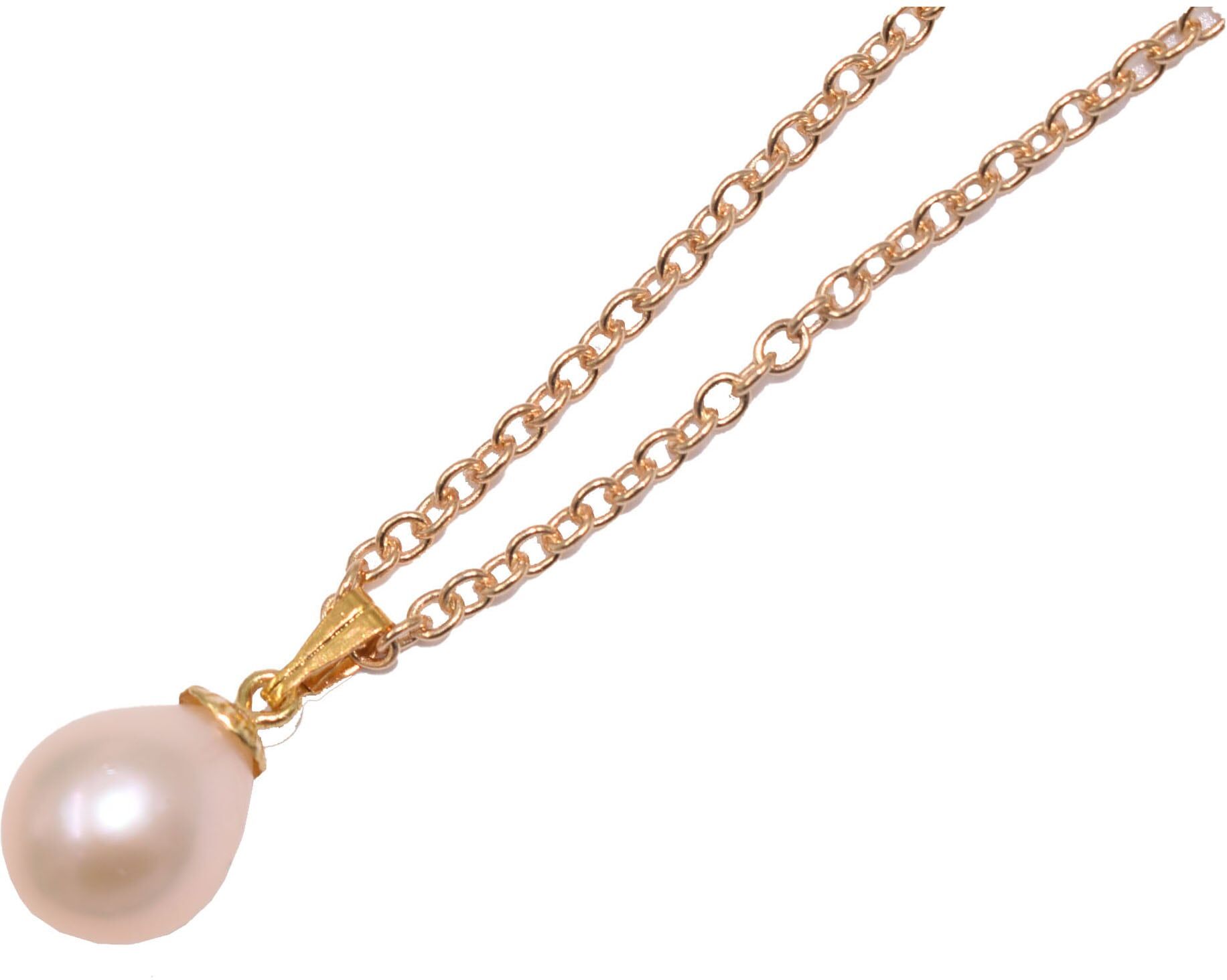 Kette mit Anhänger FIRETTI "Schmuck Geschenk Perlen", bunt (gelbgoldfarben, rosé), Halsketten, Damen, Messing Perlen, L: 50, Messing, Perlen, Made in Germany - mit Naturperle