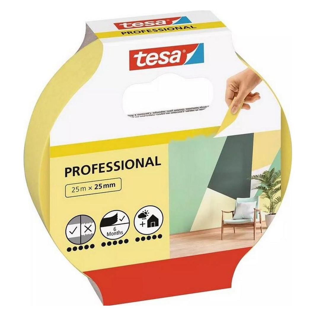 tesa 3x Malerkrepp PROFESSIONAL, Malerband für besonders präzises Abkleben, Dreierpack (25 mm) (56270-00500-02)