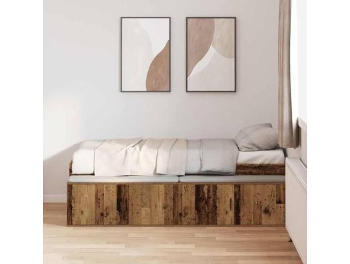 KTHLBRH Bettgestell aus Altholz, 70 x 190 cm, mehrschichtig Mit Schubladen, modernes Design, einfache Reinigung, Montage erforderlich