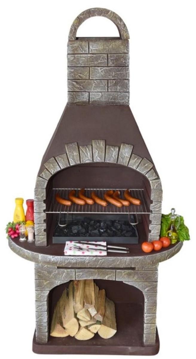 Casa Padrino Luxus Beton Gartengrill Grau / Braun 110 x 68 x H. 197 cm