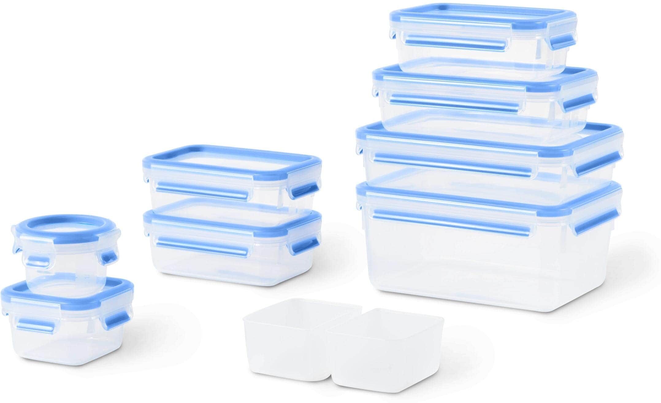 Vorratsdose EMSA "Clip & Close Eco 9-teilig", blau (blau, transparent), Kunststoff, Lebensmittelaufbewahrungsbehälter, Vorratsdose blau, transparent Einheitsgröße