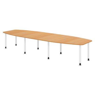 bümö Konferenztisch groß KT40 in Buche Füße in Weiß