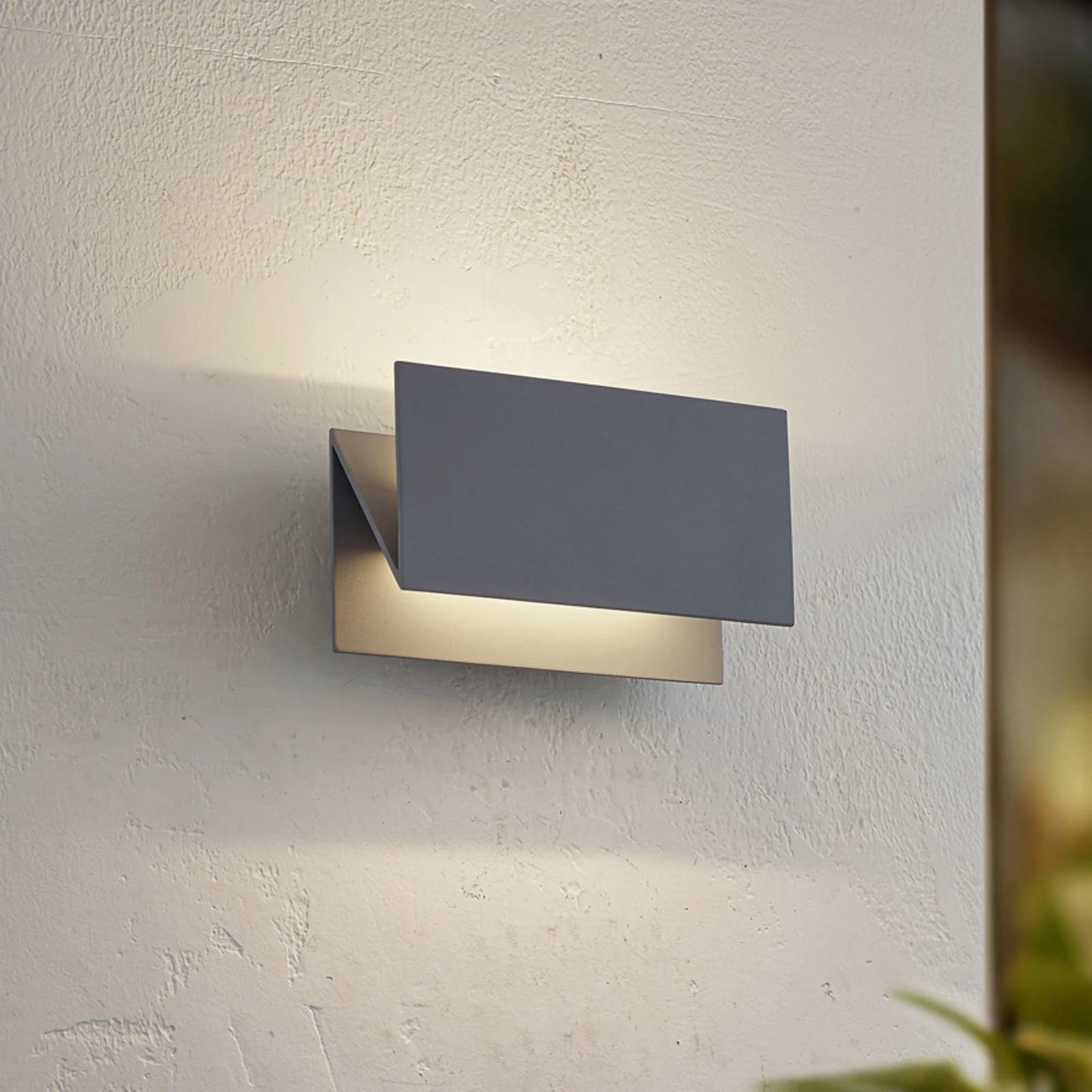 Lucande Meja LED buiten wandlamp - Grijs - Aluminium - Modern - IP54 - 27 cm