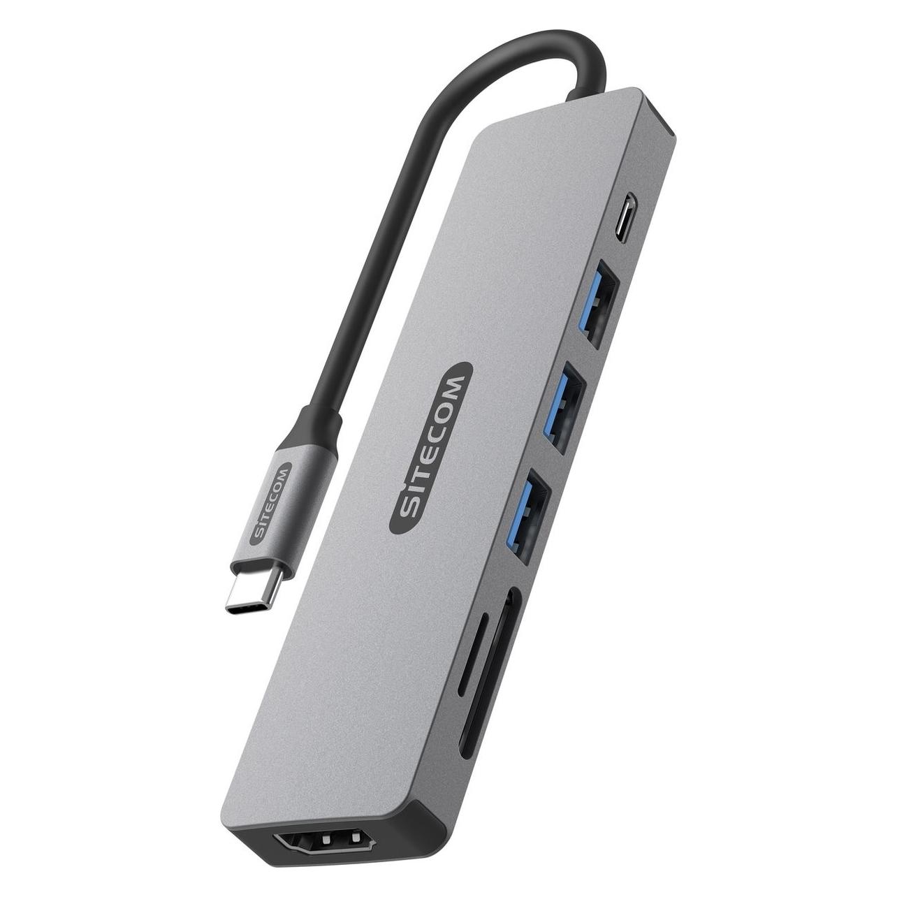 Sitecom - 7 in 1 USB-C Power Delivery Multiport Adapter - 3x USB-A (USB-C, 7 Ports) (CN-5505)