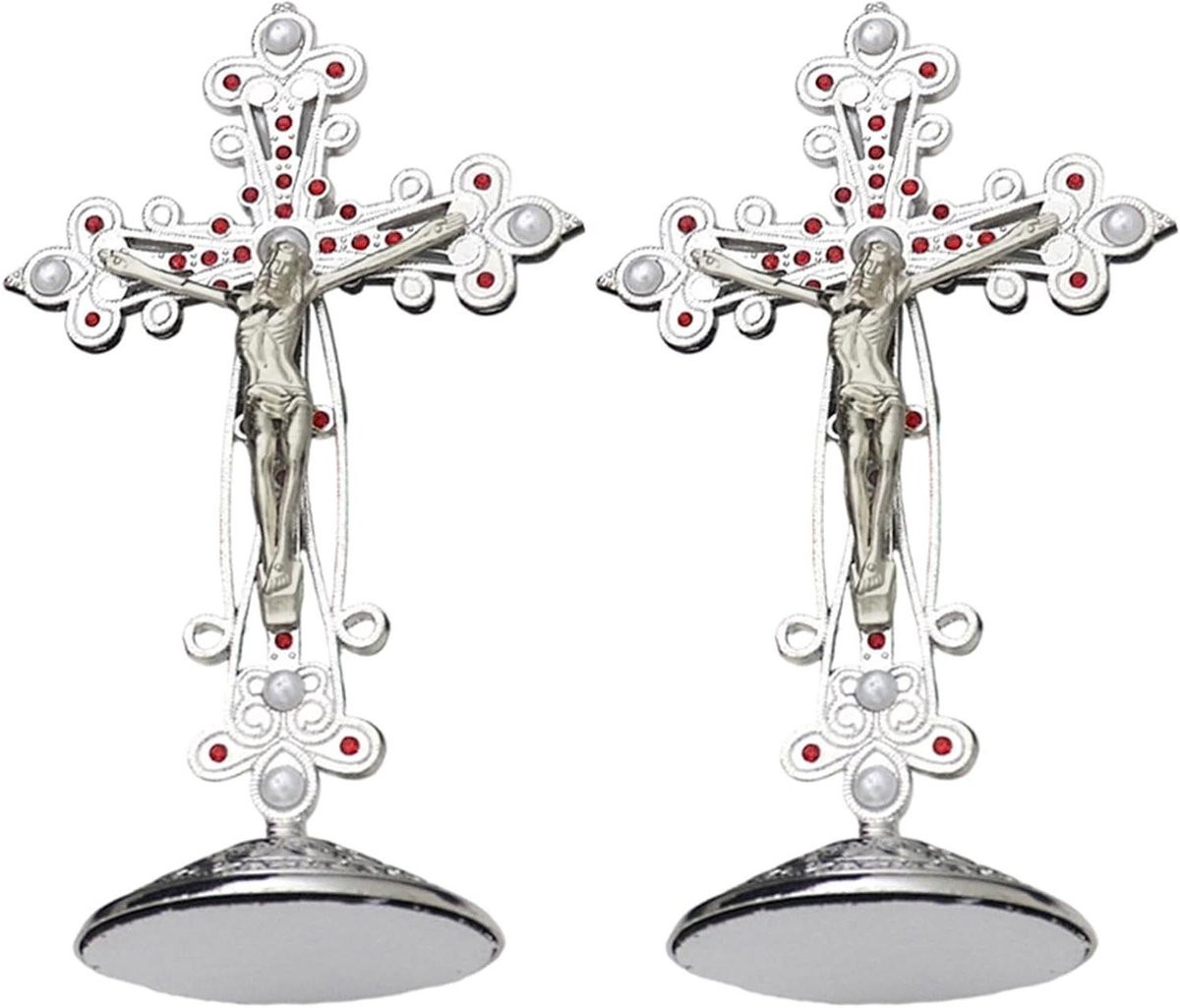 Staand Kruisbeeld Jezus Beeld Ornament met Standaard voor Huisdecoratie