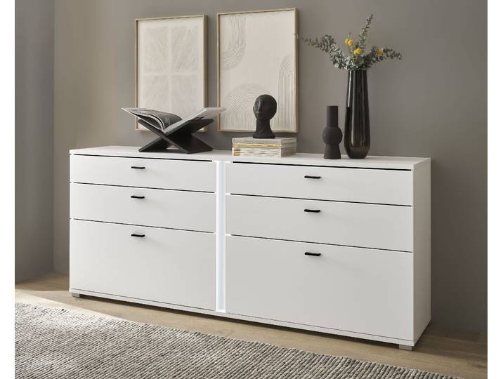 Sideboard, Holzwerkstoff, Weiß, 200×86×42 cm, Mit Senkrechter Beleuchtung, Modern, Inosign