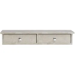 En.Casa, Regal, Wandregal Geeste 60x15x10 cm mit 2 Schubladen Betonoptik, hell (60 x 15 x 10 cm)