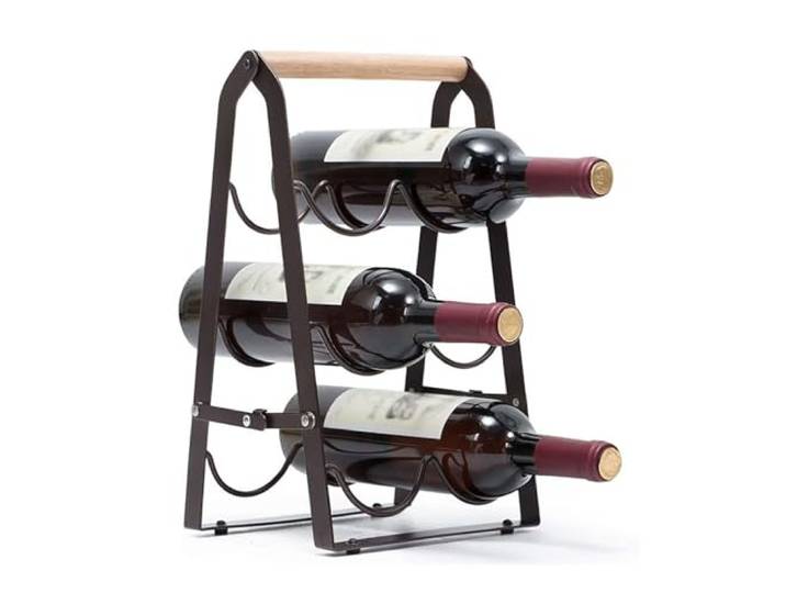 MNUvxzaewf Tisch-Weinhalter aus Holz, 3-stöckiges Design