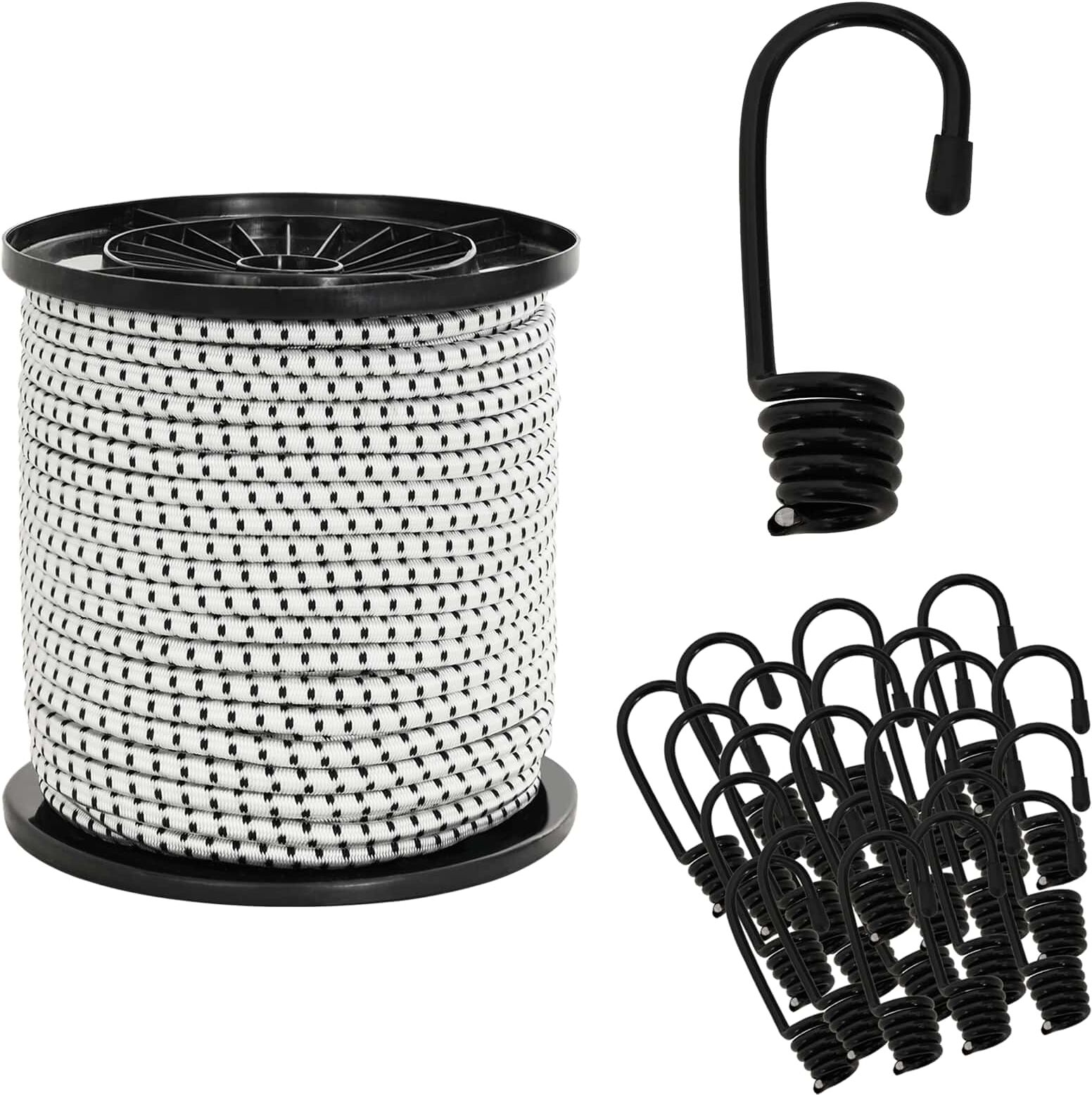 vidaXL Cords élastiques avec crochets 40 mm Noir et Blanc