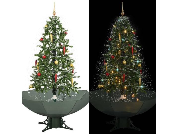 vidaXL Weihnachtsbaum Schneiender Mit Schirmfuss Grün 170 Cm, Kunststoff, 170 cm, Dekoration, Weihnachtsdekoration, Christbäume & Zubehör