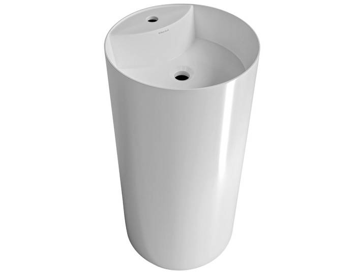Dieter Knoll Waschbecken, Weiss, Weiss Hochglanz, Stein, 44x87x44 cm, Made in EU, Permanentablauf notwendig, Waschbecken ohne Überlaufloch, Badezimmer, Waschbecken & Armaturen, Waschbecken