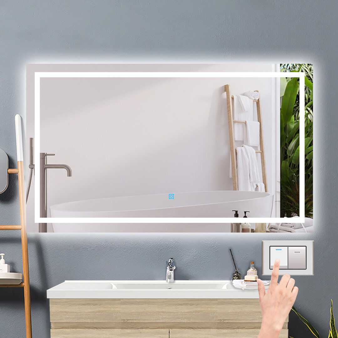 Metro Bethli Rectangle Wall Vanity Mirror White 80cm H x 100cm W