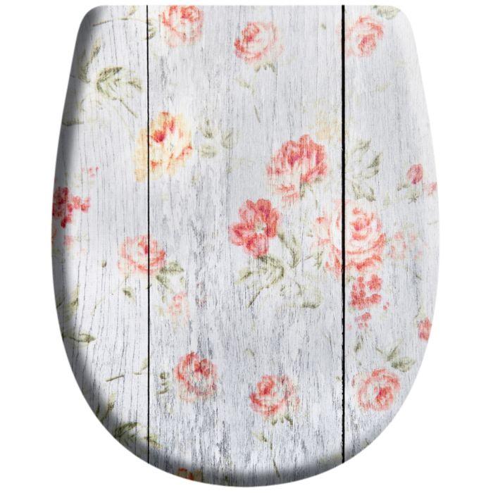 Pagette Olfa Ariane WC-Sitz 950-1178 weiß gebleicht mit Blumen glänzend, mit Deckel