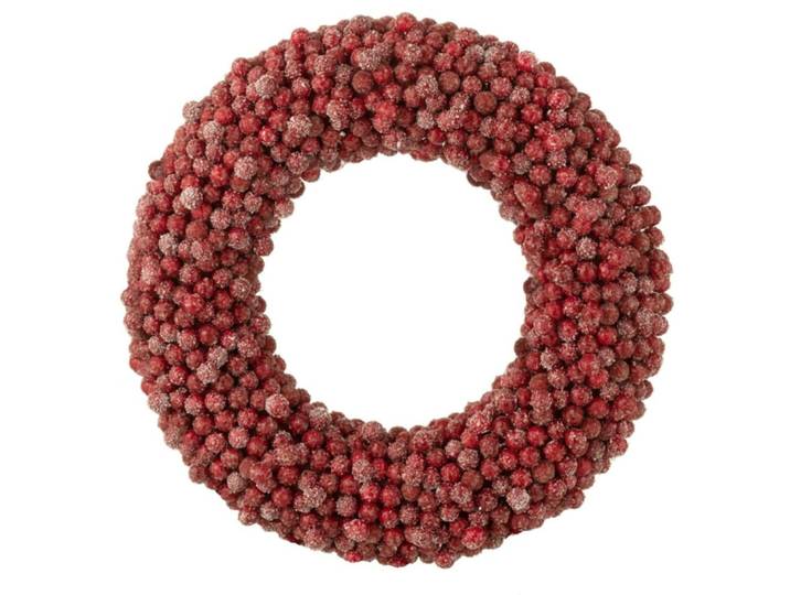 Couronne de baies en résine rouge 45x6x45 cm