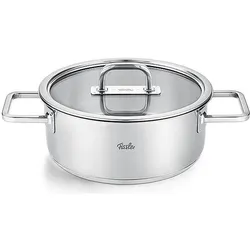 Fissler Viseo Pro Niedrige Bratpfanne mit Glasdeckel, Pfanne + Kochtopf, Silber
