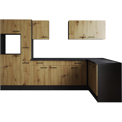 Winkelküche RESPEKTA "Oliver", braun (küche: grau, front: artisan eiche nachbildung, korpus: grau matt, arbeitsplatte: granit optik), B:310cm H:205cm T:172cm, Komplettküchen-Sets, Breite 310 cm, 90 cm Arbeitshöhe, in exklusiver Konfiguration für OTTO