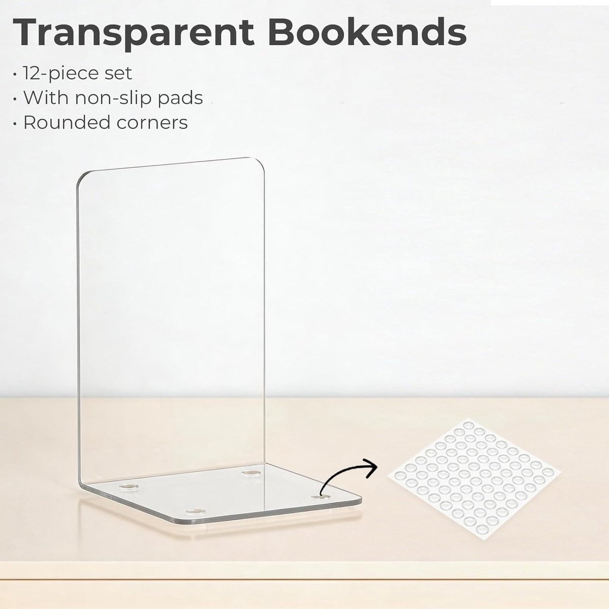 Transparante boekensteunen van acryl