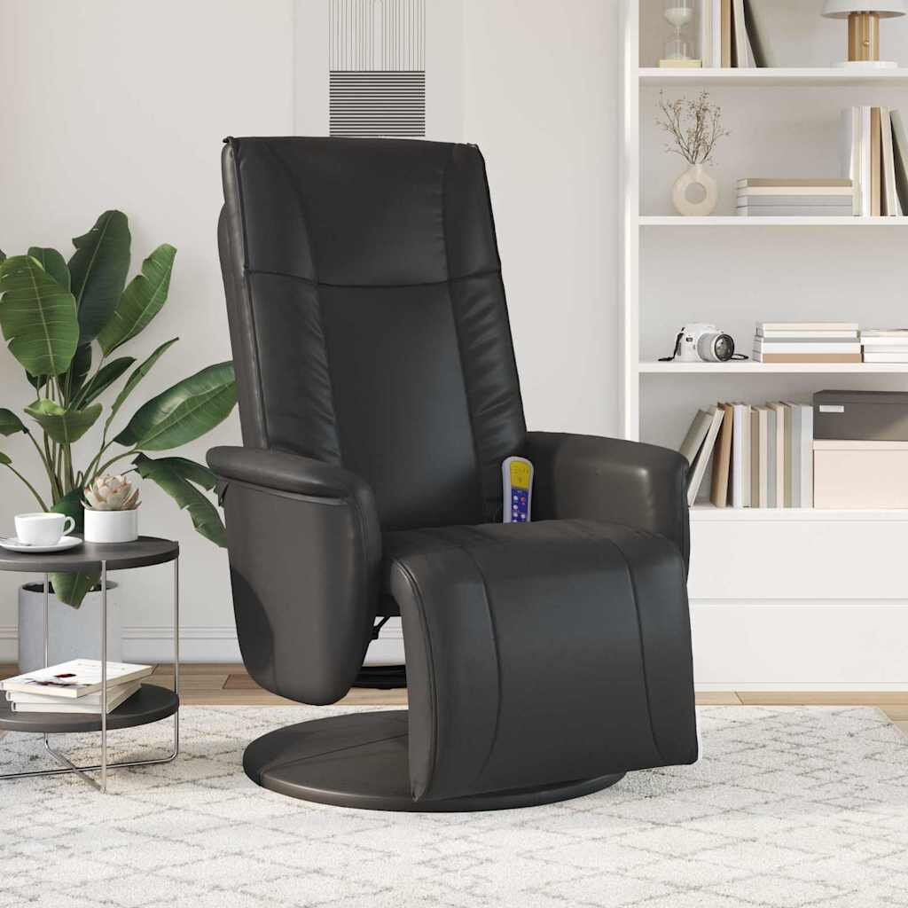 Brayden Studio Swivel Massage Recliner Chair Faux Leather 360° Function Relaxation Black Faux Leather 105cm H X 71cm W X 90cm D