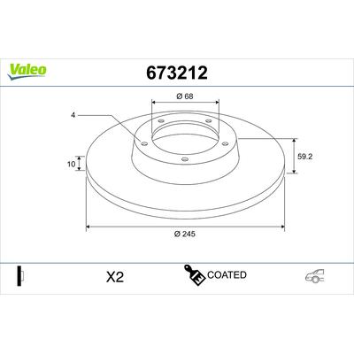 VALEO Bremsscheibe 673212 Hinterachse voll 245mm 10mm für VW