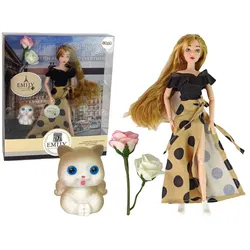 Emily Puppe mit Rose Katze Langes Haar