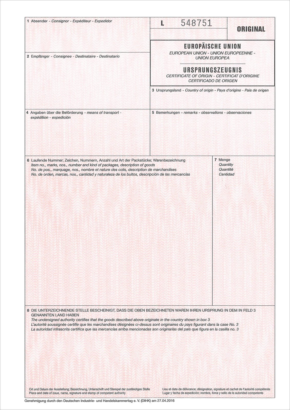 ROTH Ursprungszeugnisse 2269L