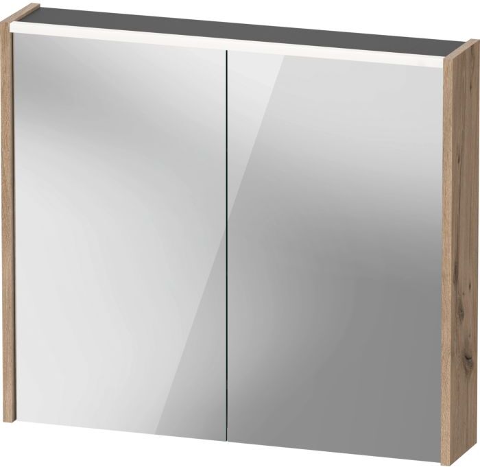 Duravit D-Code Spiegelschrank Verspiegelt DC7106055551000  800x700x148, Eiche Marmoriert Matt, Steckdose E, LED Beleuchtung