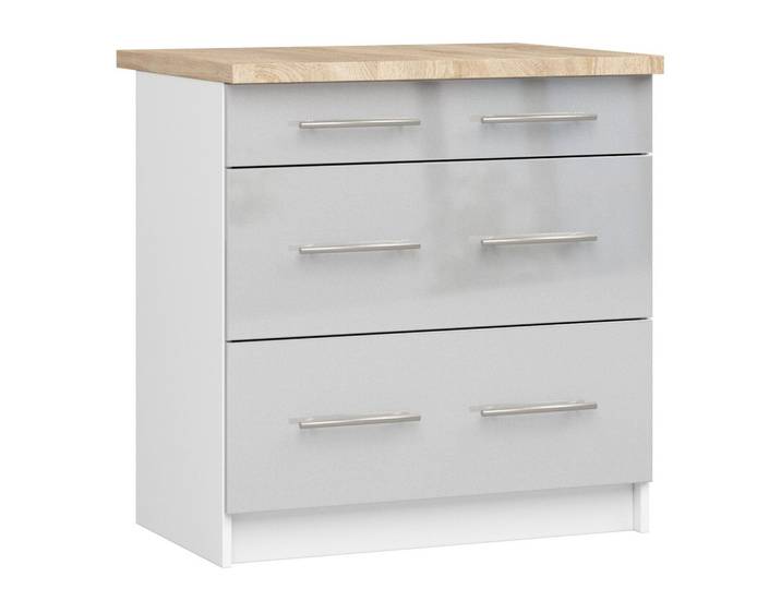 UNTERSCHRANK Weiß, Metallisch Glanz 85/80/46